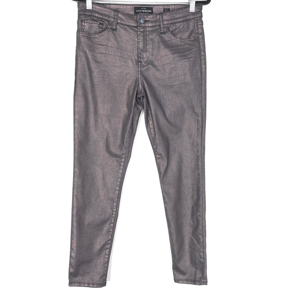 LUCKY BRAND Women's Jeans Ava Skinny Metallic 8‎ Gray Stretch Mid Rise - Picture 3 of 13
